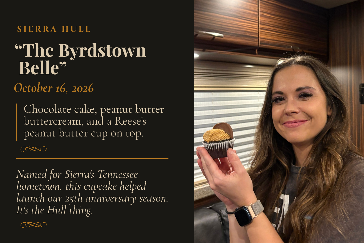 sierra hull cupcake tile for website 1536x1024 Sierra Hull poses with her signature cupcake.